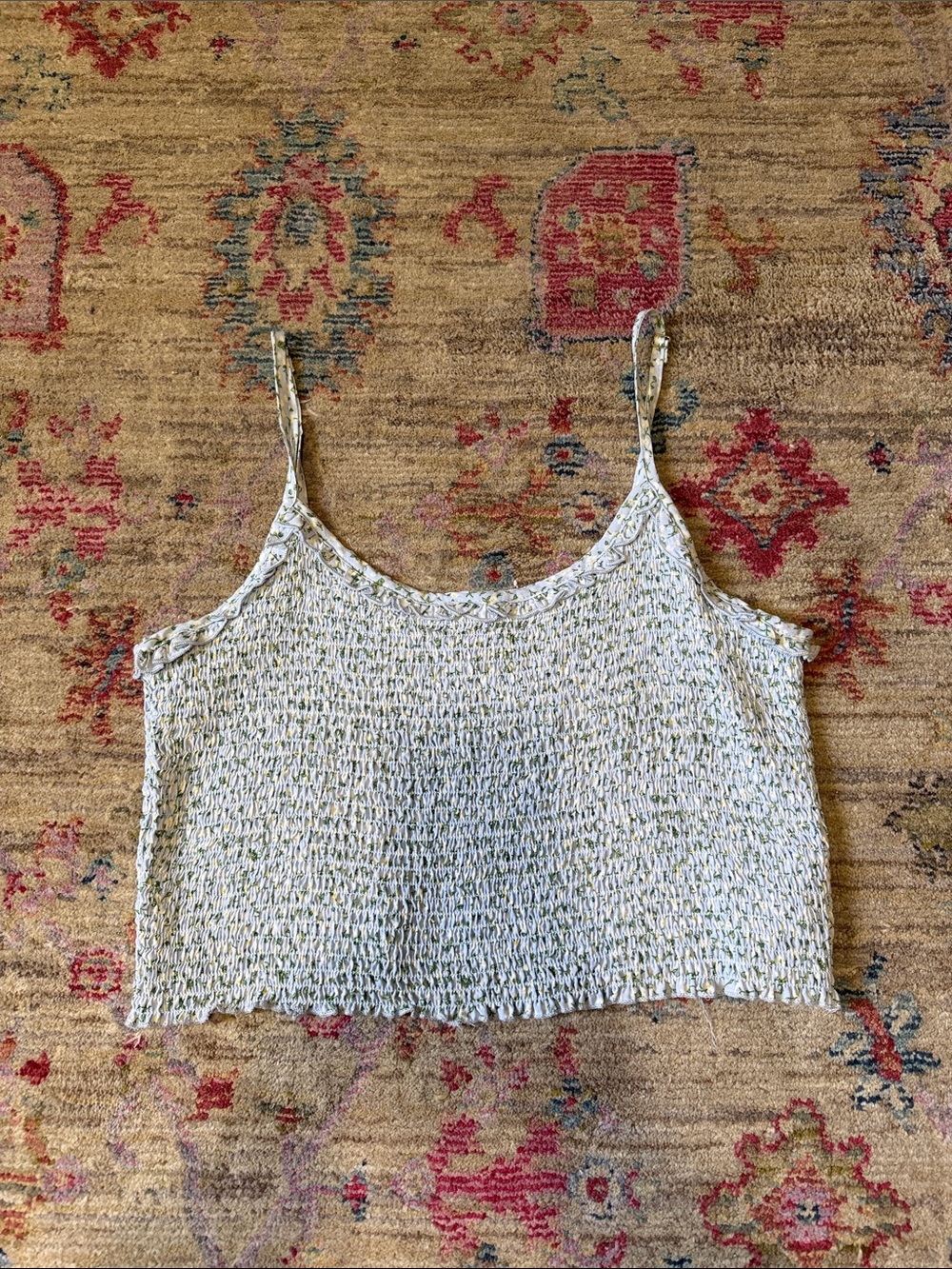 wild fable Cream Smocked Cropped Cami